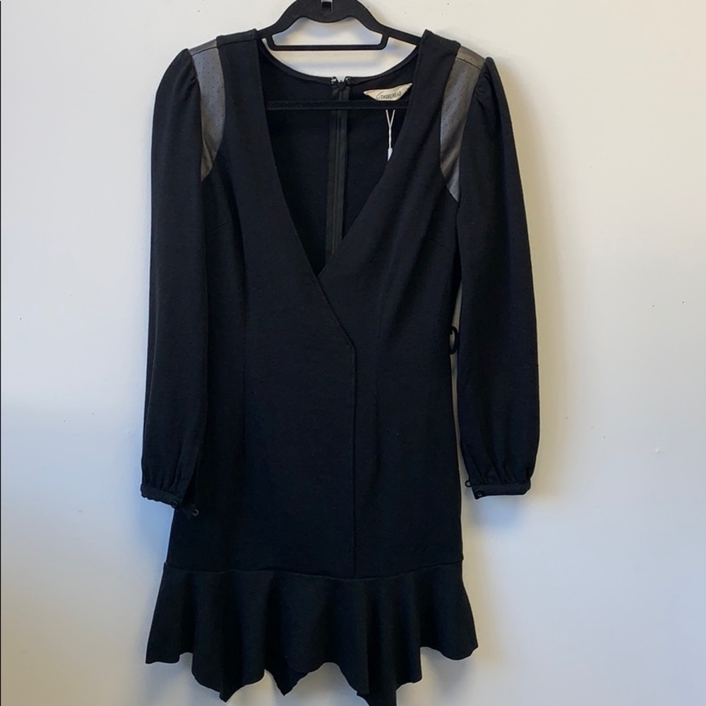 Wool Long sleeve black dress